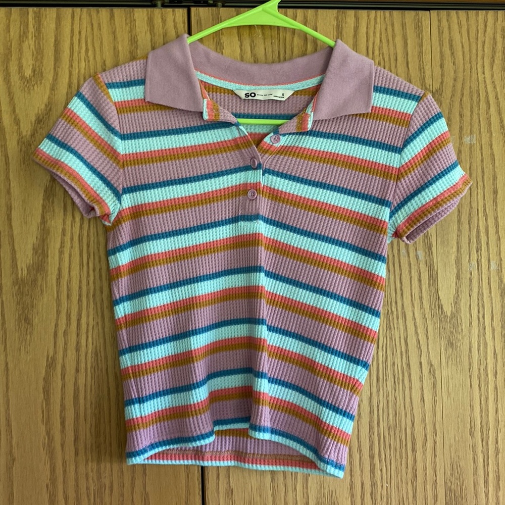 Striped collared top